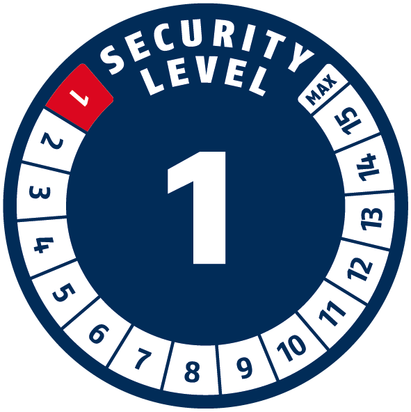 Niveau de sécurité 1/15 | ABUS GLOBAL PROTECTION STANDARD ® | Plus le niveau est haut, meilleur est la sécurité