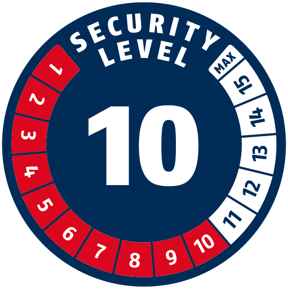 Sicherheitslevel 10/15 | ABUS GLOBAL PROTECTION STANDARD ®  | Ein höherer Level entspricht mehr Sicherheit