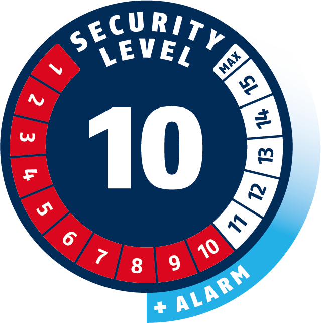 Security Level 10/15 | ABUS GLOBAL PROTECTION STANDARD ® | A higher level means more security