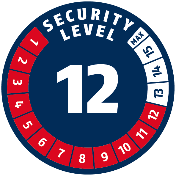 Security Level 12/15 | ABUS GLOBAL PROTECTION STANDARD ® | A higher level means more security