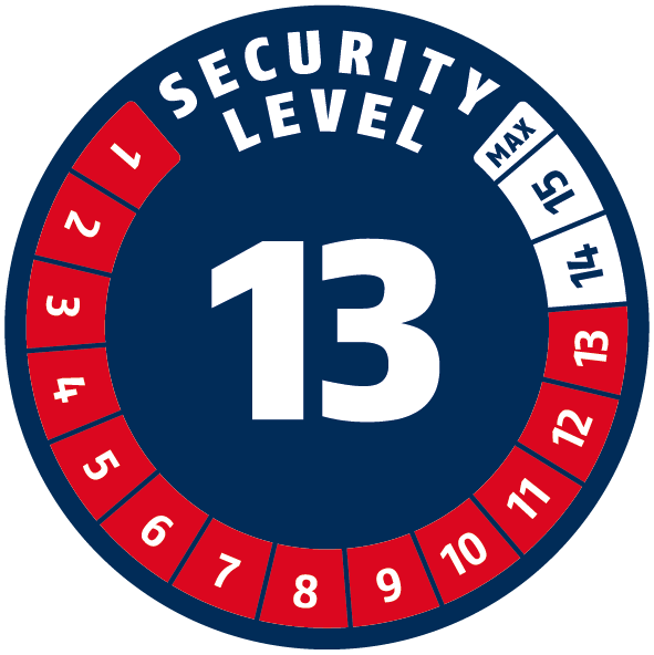 Security Level 13/15 | ABUS GLOBAL PROTECTION STANDARD ® | A higher level means more security