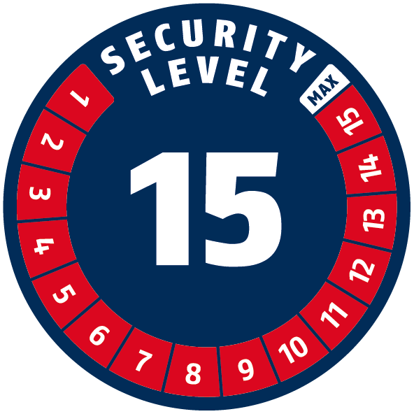 Security Level 15/15 | ABUS GLOBAL PROTECTION STANDARD ® | A higher level means more security