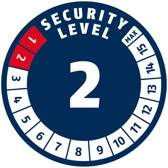 Security Level 2/15 | ABUS GLOBAL PROTECTION STANDARD ® | A higher level means more security