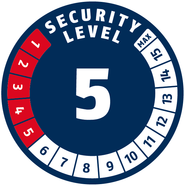 Security Level 5/15 | ABUS GLOBAL PROTECTION STANDARD ® | A higher level means more security