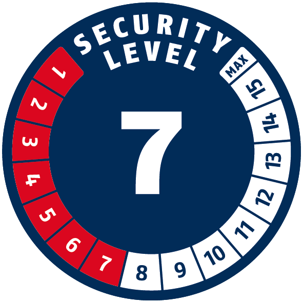 Security Level 7/15 | ABUS GLOBAL PROTECTION STANDARD ® | A higher level means more security