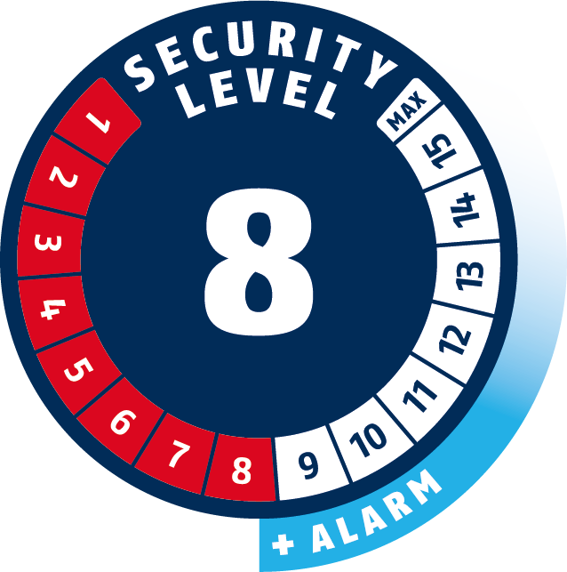Sicherheitslevel 8/15 | ABUS GLOBAL PROTECTION STANDARD ®  | Ein höherer Level entspricht mehr Sicherheit