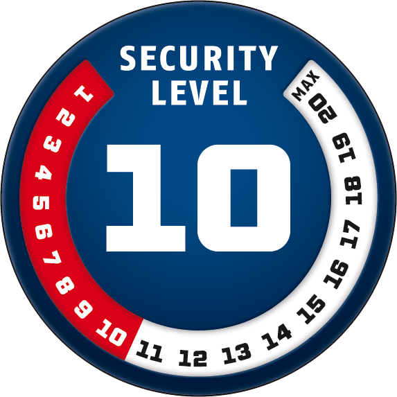 Niveau de sécurité 10/20 | ABUS GLOBAL PROTECTION STANDARD ® | Plus le niveau est haut, meilleur est la sécurité