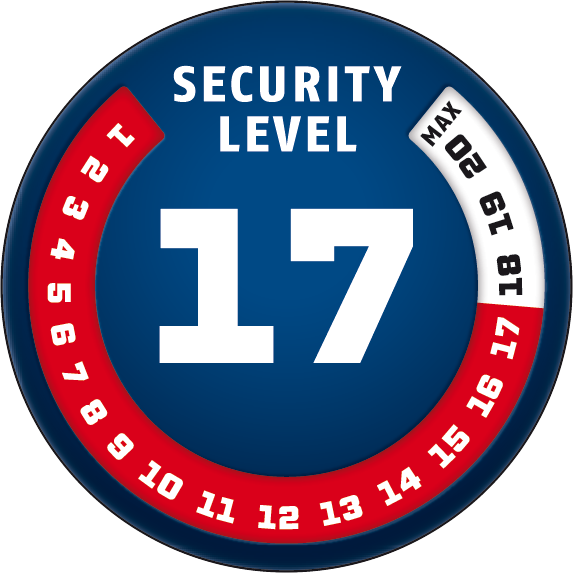 Security Level 17/20 | ABUS GLOBAL PROTECTION STANDARD ® | A higher level means more security