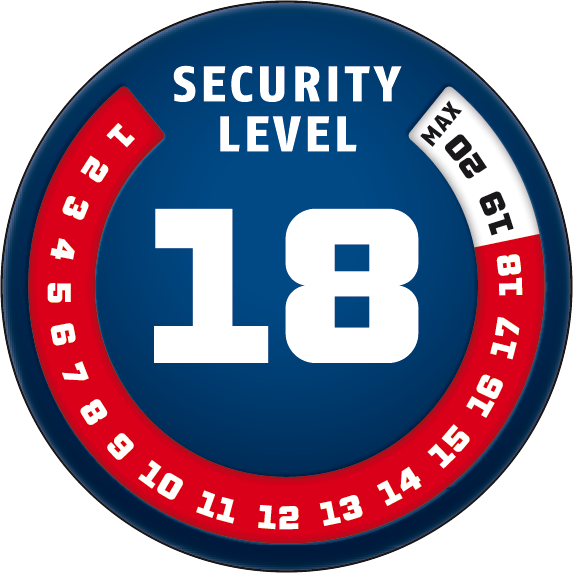 Sicherheitslevel 18/20 | ABUS GLOBAL PROTECTION STANDARD ®  | Ein höherer Level entspricht mehr Sicherheit