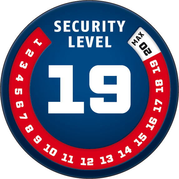 Security Level 19/20 | ABUS GLOBAL PROTECTION STANDARD ® | A higher level means more security